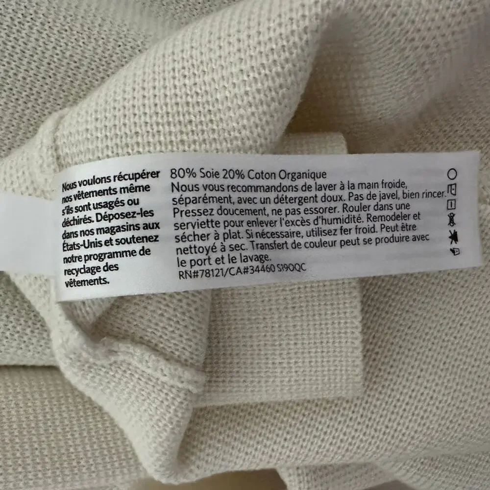 Eileen Fisher Silk Organic Cotton Interlock Long Cardigan Ivory PocketsLarge
